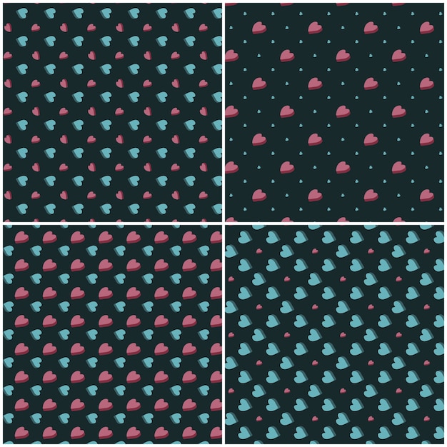 Conjunto de patrón de corazón de vector. Elementos de diseño de San Valentín.