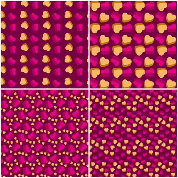 Conjunto de patrón de corazón de vector. Elementos de diseño de San Valentín.