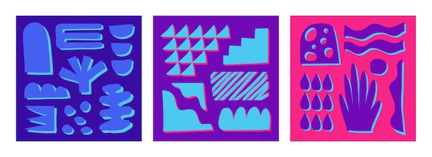 Conjunto de patrón creativo con formas abstractas dibujadas a mano