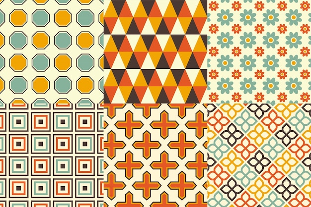 Conjunto de patrón en estilo retro