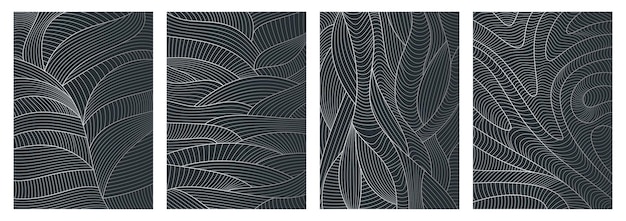 Conjunto de patrón de línea de fondos ondulados abstractos con textura de ondas