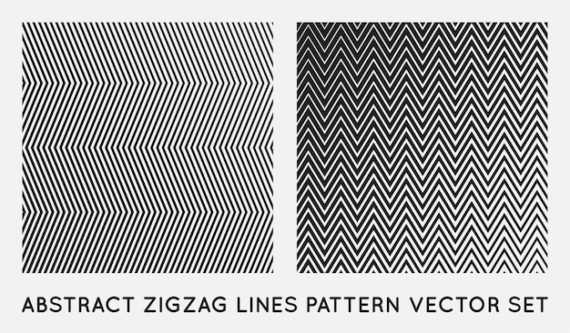 Conjunto de patrón de líneas en zigzag nervioso oblicuas en Vector