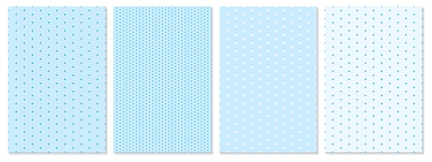 Conjunto de patrón de puntos. Fondo de bebé. Color azul. Ilustración vectorial. Patrón de lunares.