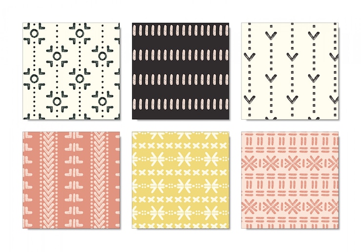 Vector conjunto de patrón de tela de barro tribal pastel