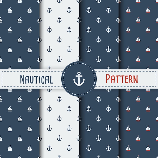 Vector conjunto de patrón transparente de verano con barco de vela. patrón náutico sin fisuras con yates de fondo, invitación, telón de fondo, impresión, textil, envoltura, fondos de pantalla, web de fondo, portada, banner, volante.