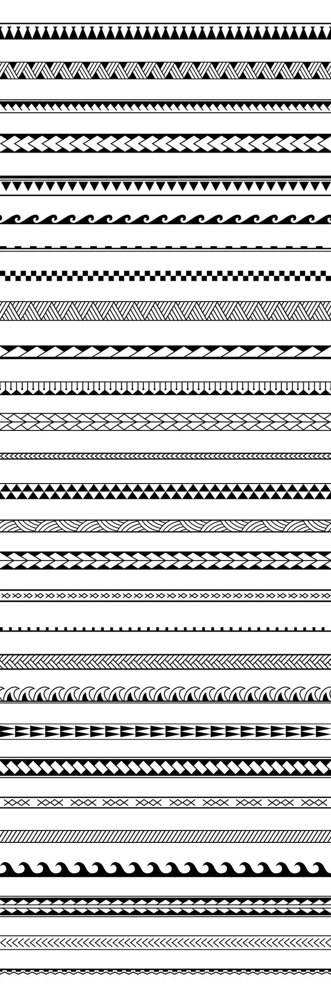 Vector conjunto de patrón de vector transparente geométrico tribal polinesio maorí