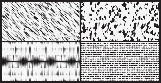 Conjunto de patrones abstractos en blanco y negro. Fondos vectoriales con diferentes formas de forma libre.