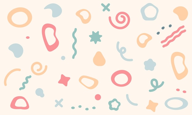 Conjunto de patrones abstractos coloridos líneas diferentes formas trazos rizos dibujo moderno vector