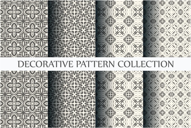Conjunto de patrones abstractos. Patrones sin fisuras en blanco y negro