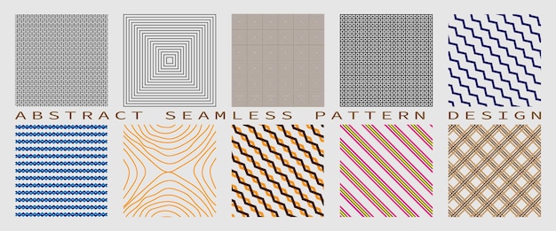 conjunto de patrones abstractos con seis diseños geométricos únicos sin costuras