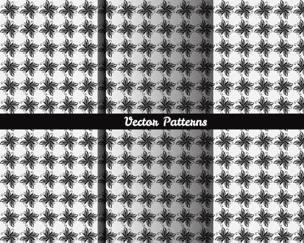Un conjunto de patrones en blanco y negro con las palabras patrones vectoriales.