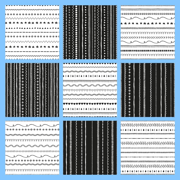 conjunto de patrones en blanco y negro