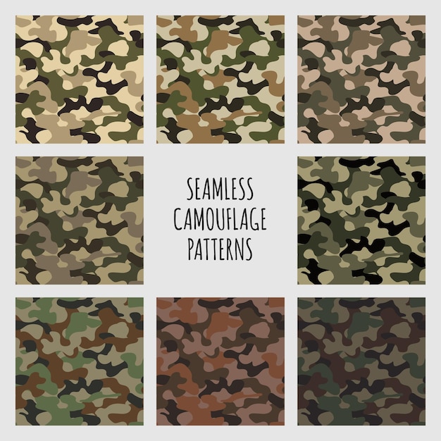 Conjunto de patrones de camuflaje de moda moderna
