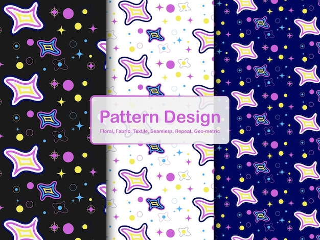 un conjunto de patrones coloridos con las palabras diseño de patrón en ellos