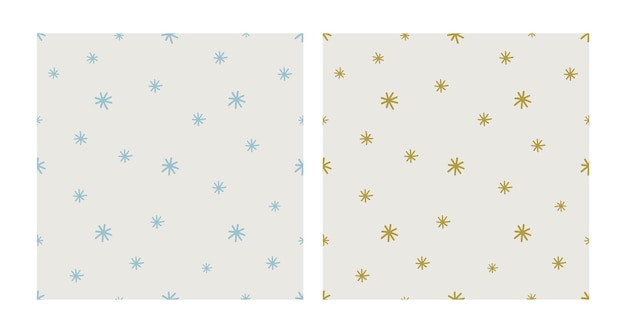 Conjunto de patrones de copos de nieve Ornamento festivo en estilo retro Navidad textura abstracta sencilla y sin costuras
