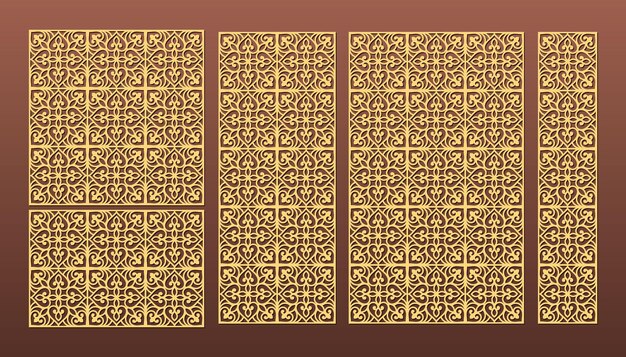 Conjunto de patrones cortados por láser Diseño vectorial con ornamento geométrico elegante