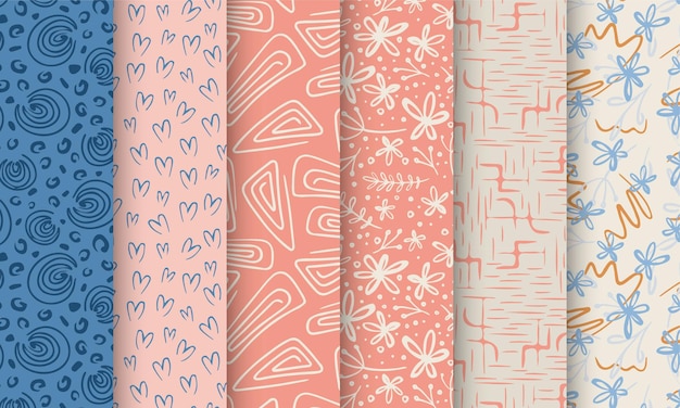 Conjunto de patrones sin costura vectorial Texturas geométricas modernas