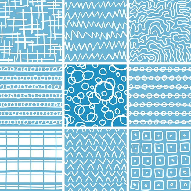 Conjunto de patrones sin costuras abstractos de Doodle
