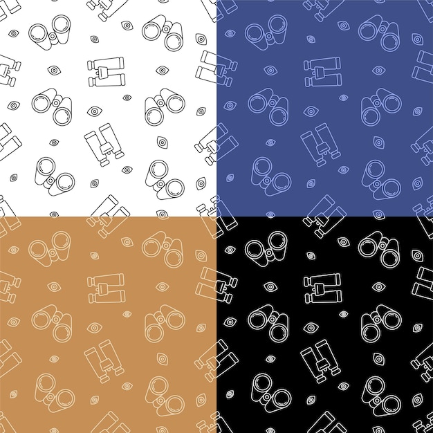 conjunto de patrones sin costuras con binoculares para observar objetos lejanos Ornamento para decoración y