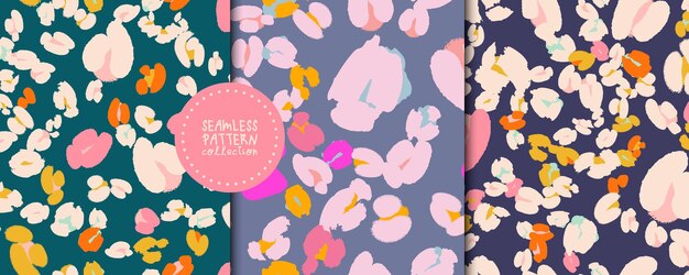 Conjunto de patrones sin costuras con flores en vectores fondos impresiones elementos de diseño