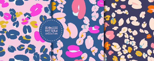 Conjunto de patrones sin costuras con flores en vectores fondos impresiones elementos de diseño