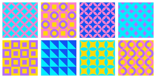 Conjunto de patrones sin costuras con formas geométricas abstractas