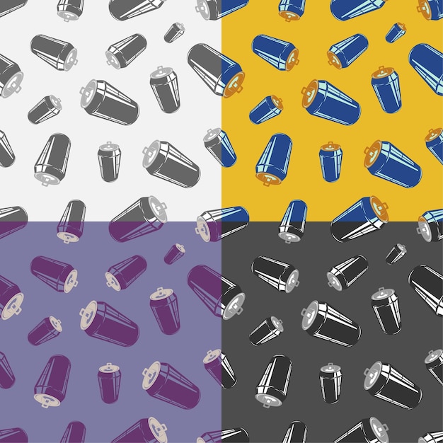 Conjunto de patrones sin costuras con lata de aluminio abierta Ornamentos para decoración e impresión en tela