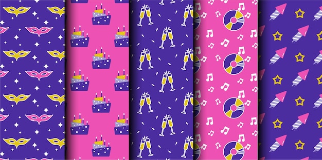 Conjunto de patrones sin costuras del vector de cumpleaños