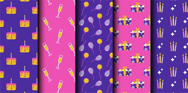 Conjunto de patrones sin costuras del vector de cumpleaños