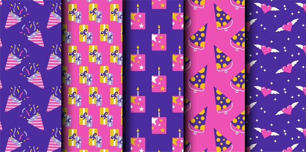 Conjunto de patrones sin costuras del vector de cumpleaños