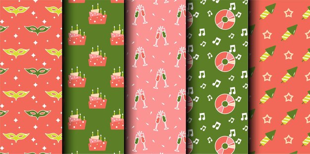 Conjunto de patrones sin costuras del vector de cumpleaños
