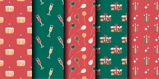 Conjunto de patrones sin costuras del vector de cumpleaños