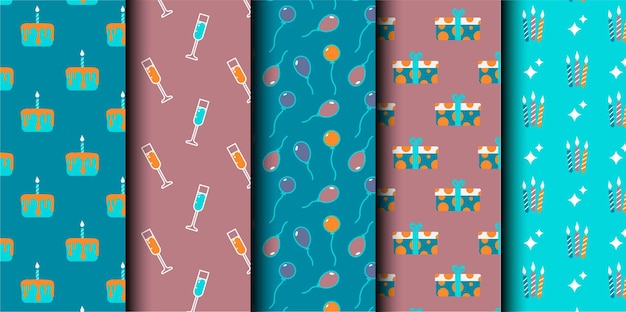 Conjunto de patrones sin costuras del vector de cumpleaños