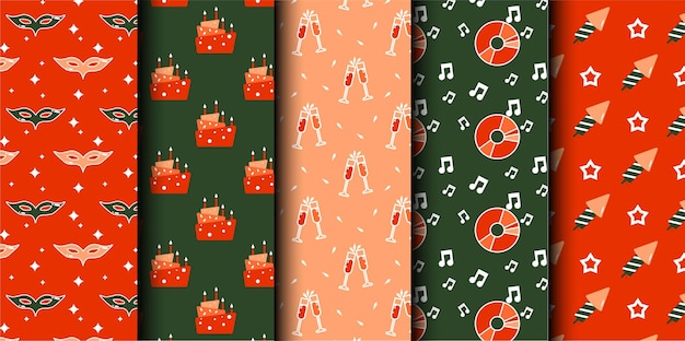 Conjunto de patrones sin costuras del vector de cumpleaños