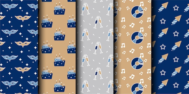Conjunto de patrones sin costuras del vector de cumpleaños