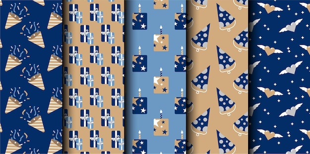 Conjunto de patrones sin costuras del vector de cumpleaños