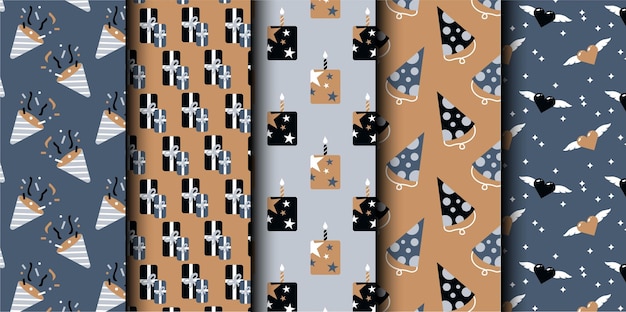 Conjunto de patrones sin costuras del vector de cumpleaños