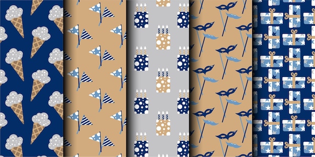 Conjunto de patrones sin costuras del vector de cumpleaños