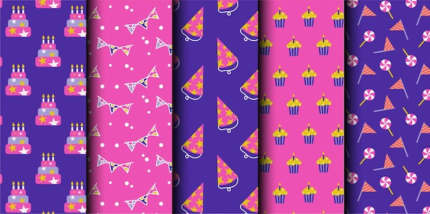 Conjunto de patrones sin costuras del vector de cumpleaños