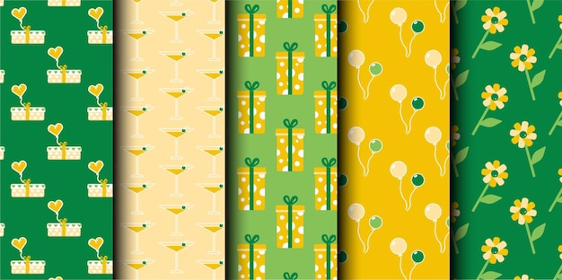 Conjunto de patrones sin costuras del vector de cumpleaños