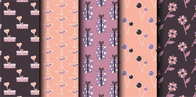Conjunto de patrones sin costuras del vector de cumpleaños