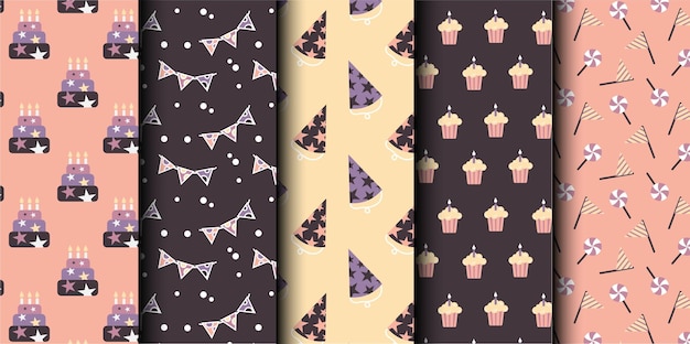 Conjunto de patrones sin costuras del vector de cumpleaños