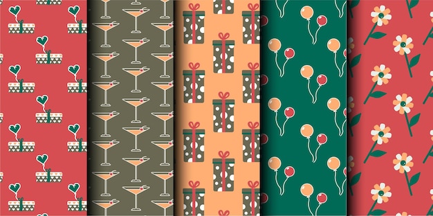 Conjunto de patrones sin costuras del vector de cumpleaños
