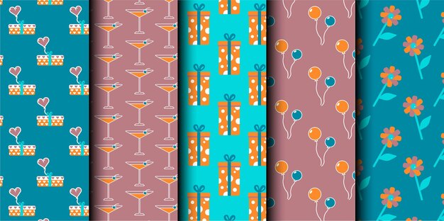Conjunto de patrones sin costuras del vector de cumpleaños