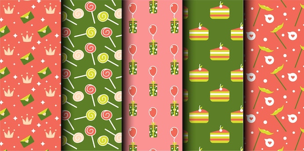 Conjunto de patrones sin costuras del vector de cumpleaños