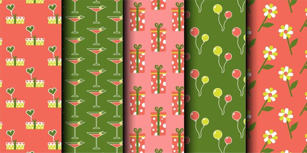Conjunto de patrones sin costuras del vector de cumpleaños