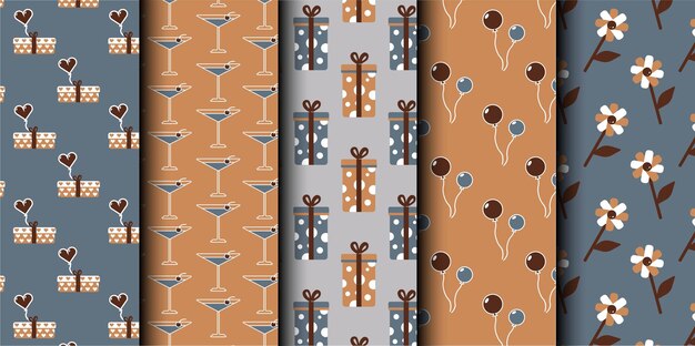 Conjunto de patrones sin costuras del vector de cumpleaños