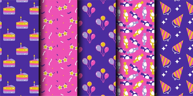 Conjunto de patrones sin costuras del vector de cumpleaños