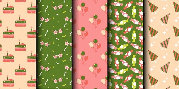 Conjunto de patrones sin costuras del vector de cumpleaños