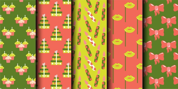 Conjunto de patrones sin costuras del vector de cumpleaños
